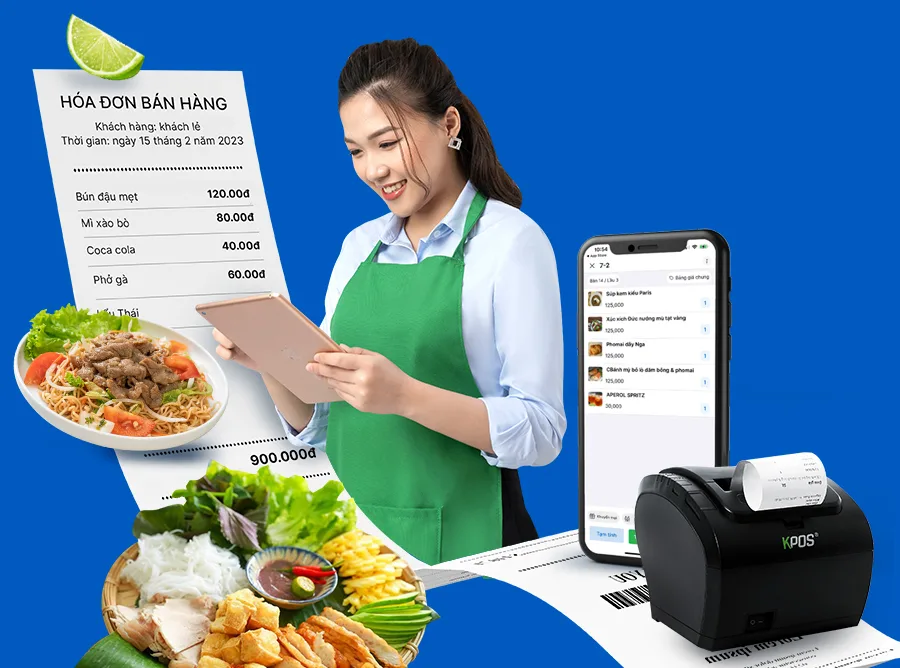 Giao diện phần mềm quản lý nhà hàng, cafe KiotViet